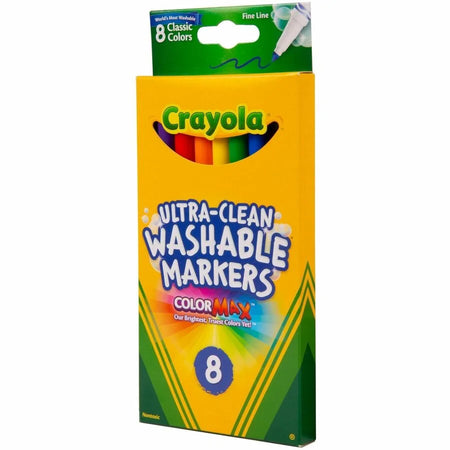 Crayola Thinline Washable Markers: Fine Point Water-Based Ink - 8 Colors - Art Markers