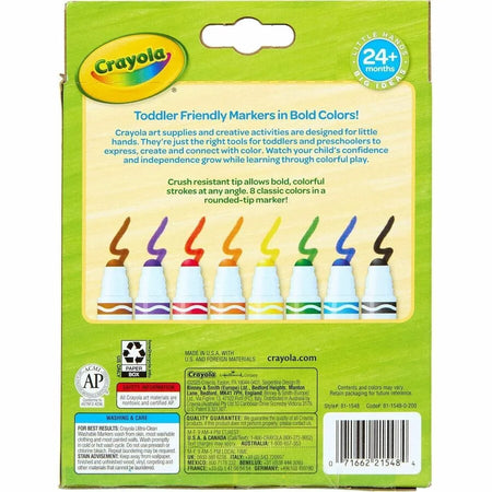 Crayola Toddler Markers: Bold Point Washable Ink - 8 Pack - Art Markers