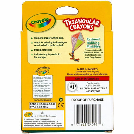 Crayola Triangular Anti-roll Crayons - Assorted Colors - 16