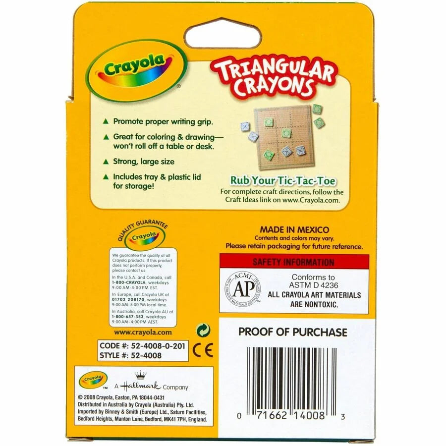 Crayola Triangular Anti-roll Crayons - Assorted Colors - 8