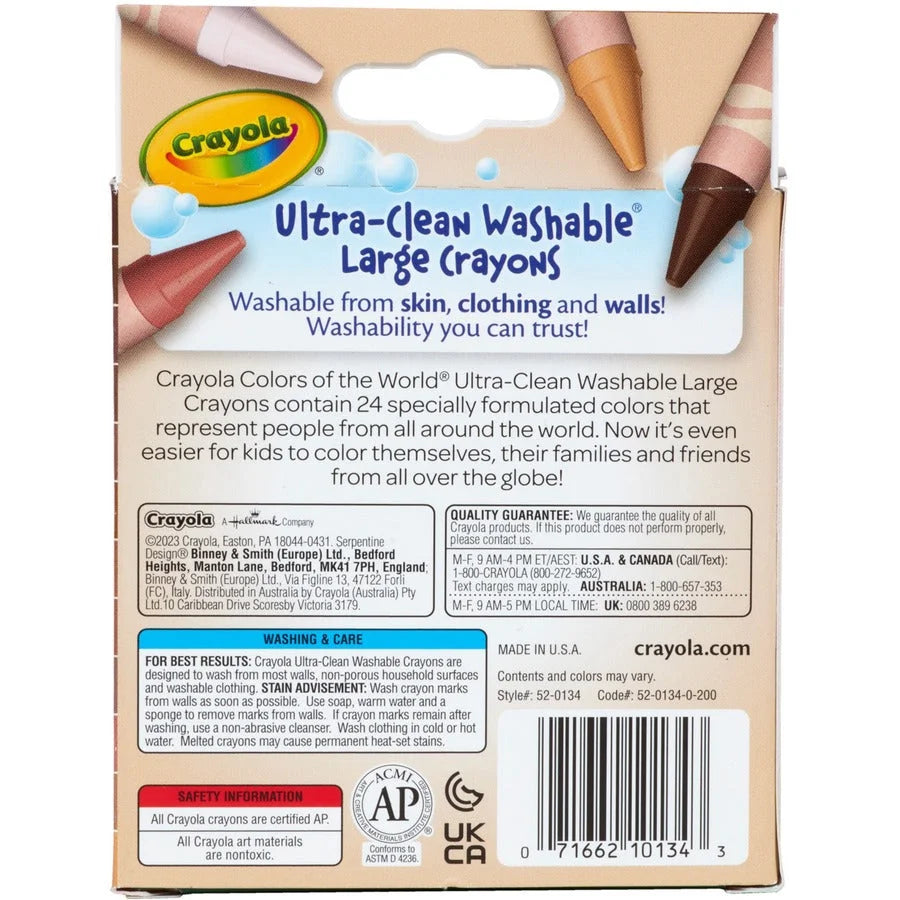 Crayola Ultra-Clean Washable Large Crayons - Assorted Colors - 24 Pack