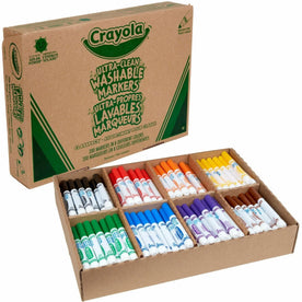 Crayola Ultra-Clean Washable Marker Classpack - 8 Colors - 200 Broad Conical Markers - Art