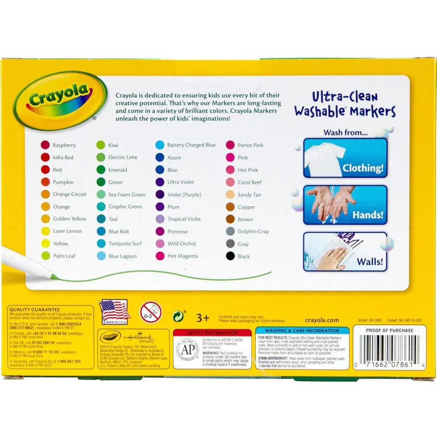 Crayola Ultra-Clean Washable Markers - 40 Assorted Ink Colors - Art