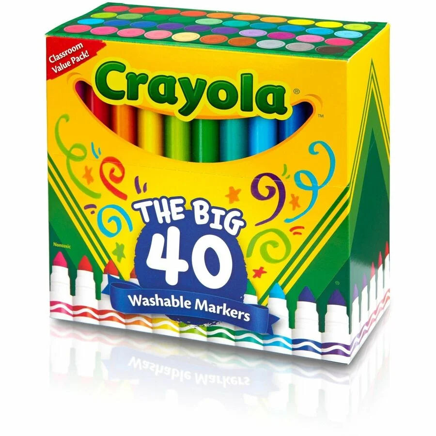 Crayola Ultra-Clean Washable Markers: 40 Assorted Ink Set - Art Markers