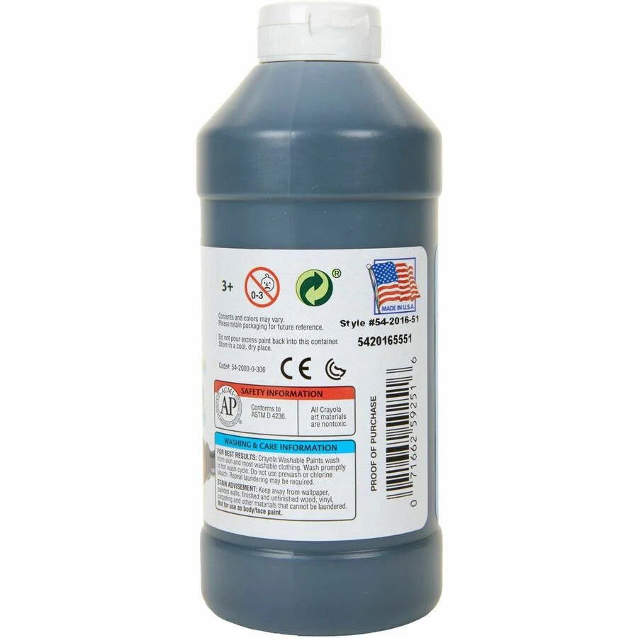 Crayola Washable Black Paint - 16 oz - Non-Toxic - 1 Each