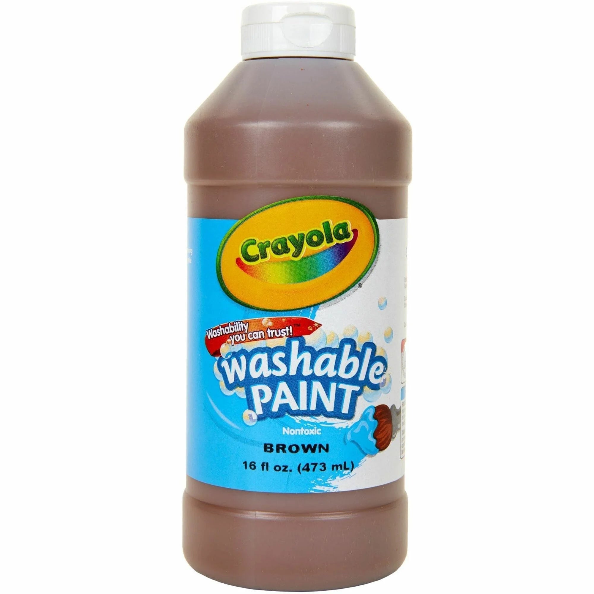 Crayola Washable Brown Paint - 16 oz - Non-Toxic - 1 Each