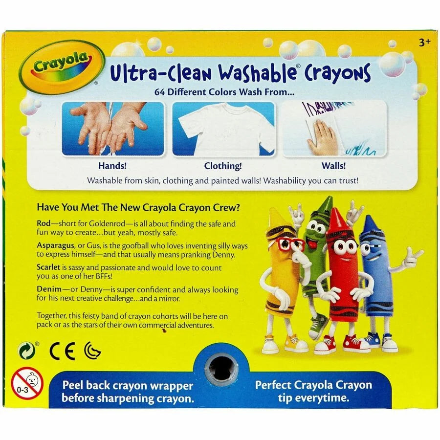 Crayola Washable Crayons: Assorted Colors - 64 Pack - Crayons