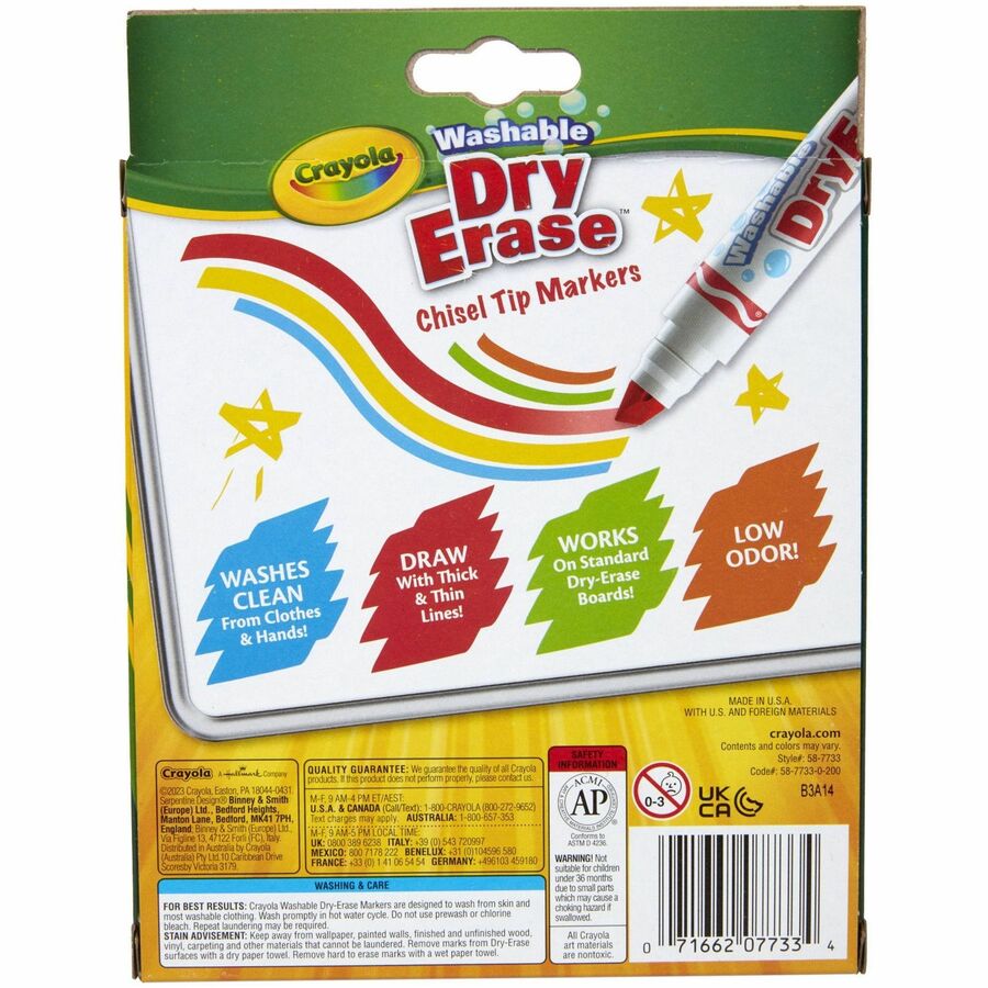Crayola Washable Dura-Wedge Tip Dry-Erase Markers - Rear