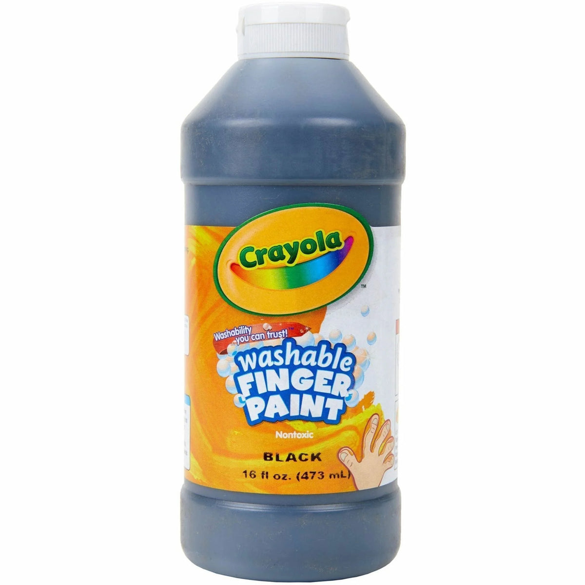 Crayola Washable Finger Paint: Black 16 fl oz - Non-Toxic Easy Clean-Up - Paint