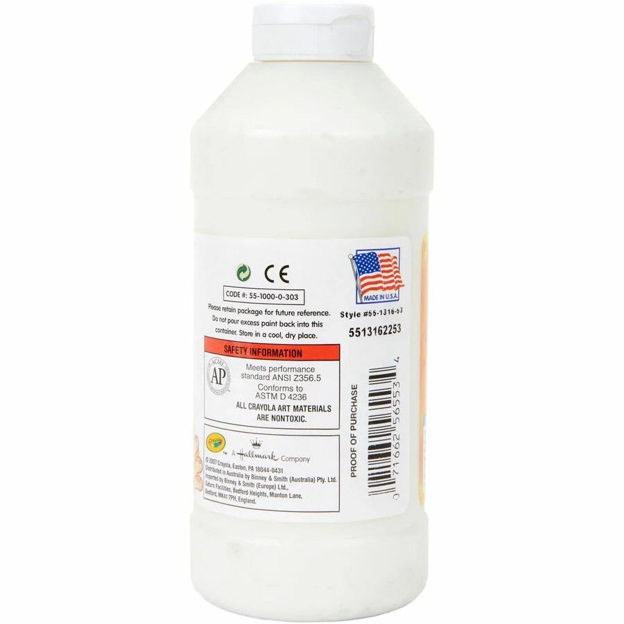 Crayola Washable Finger Paint: White 16 fl oz - Non-Toxic Easy Clean-Up - Paint