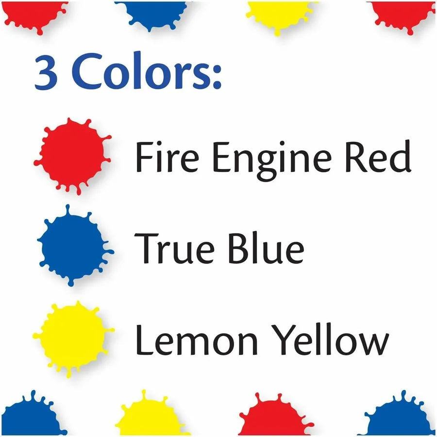 Crayola Washable Fingerpaint Bold Colors Set - True Blue Lemon Yellow Fire Engine Red - Paint