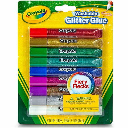 Crayola Washable Glitter Glue: Sparkle Your Projects with 9 Colors - Craft Glue