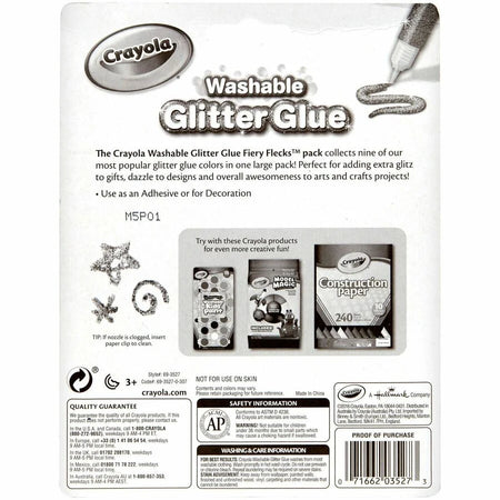 Crayola Washable Glitter Glue: Sparkle Your Projects with 9 Colors - Craft Glue