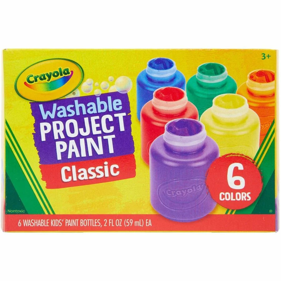 Crayola Washable Kids’ Paint Set - 6 Colors - Non-Toxic 2 fl oz - 6/Set