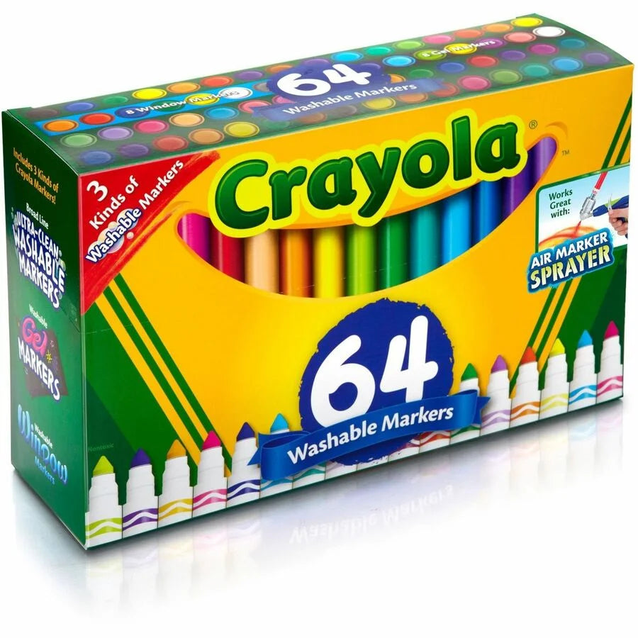 Crayola Washable Markers: Conical Point Gel-based 64/Set - Art Markers