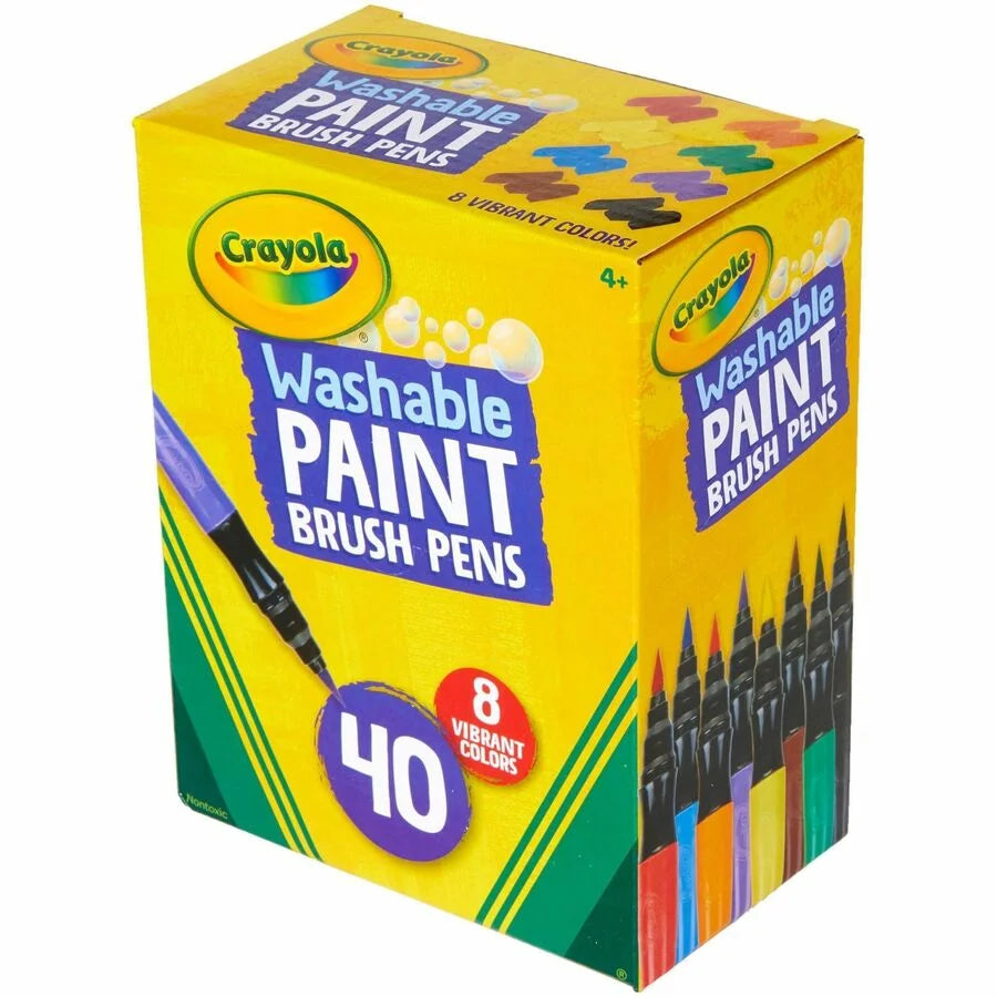 Crayola Washable Paint Brush Pens: Assorted Ink 40/Box - Tip Pens