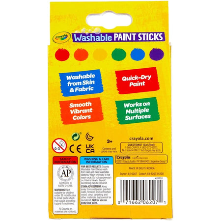 Crayola Washable Paint Sticks - Vibrant Colors - 6-Pack