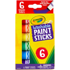 Crayola Washable Paint Sticks - Vibrant Colors - 6-Pack