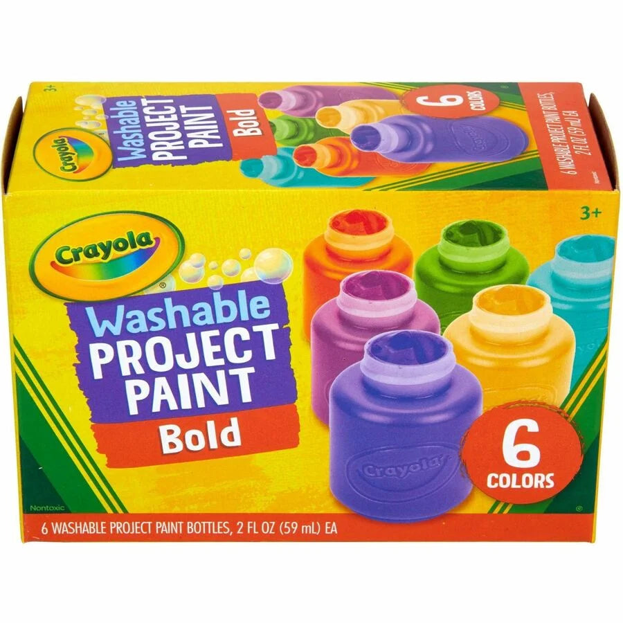Crayola Washable Project Paint - 6 Color Pack - Vibrant Colors Easy Cleanup