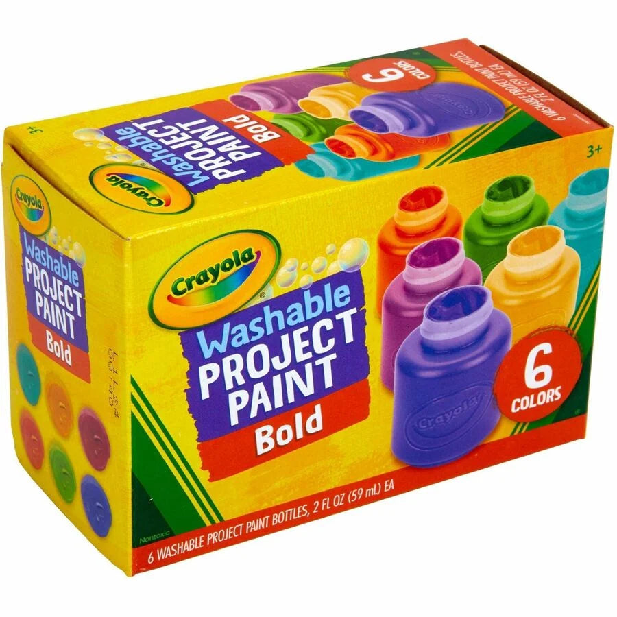 Crayola Washable Project Paint - 6 Color Pack - Vibrant Colors Easy Cleanup