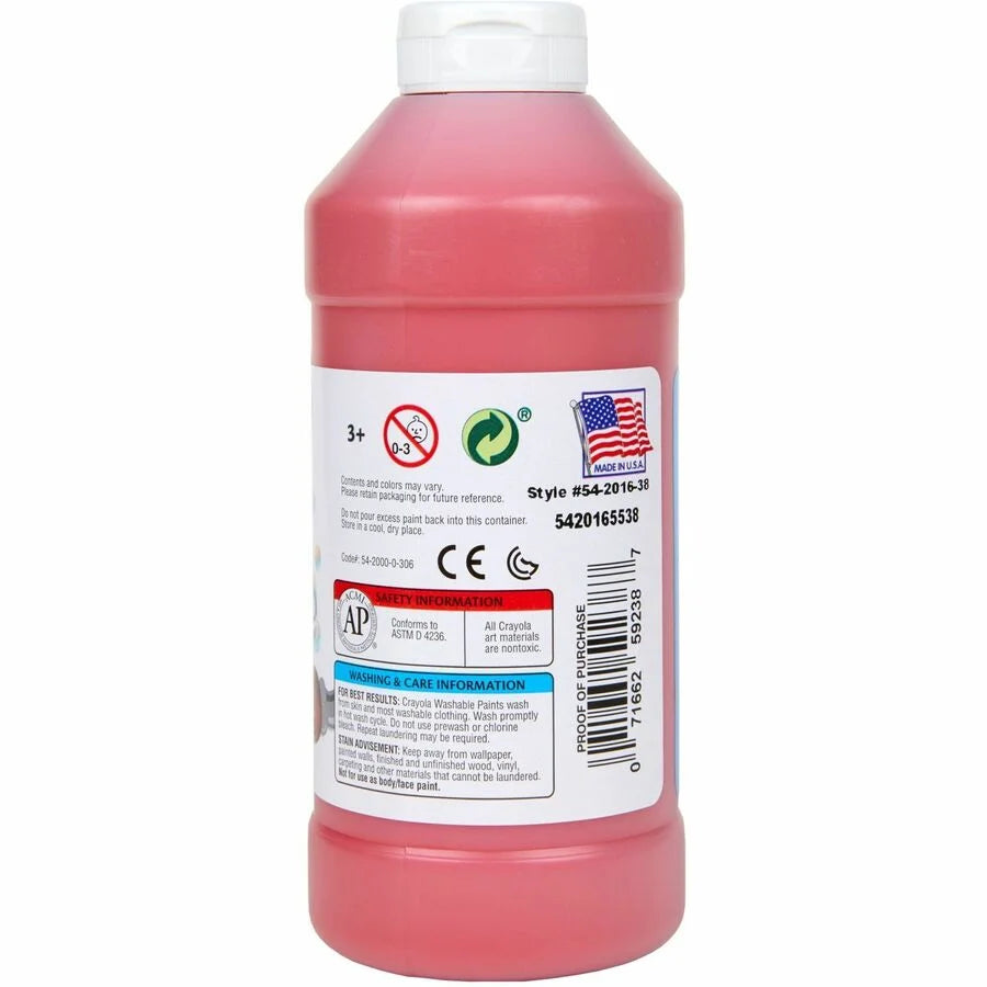 Crayola Washable Red Paint - 16 oz Bottle - Non-Toxic Formula