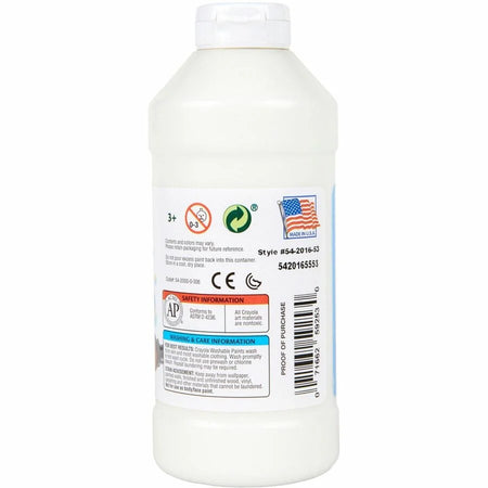 Crayola Washable White Paint - 16 oz - Non-Toxic - 1 Each