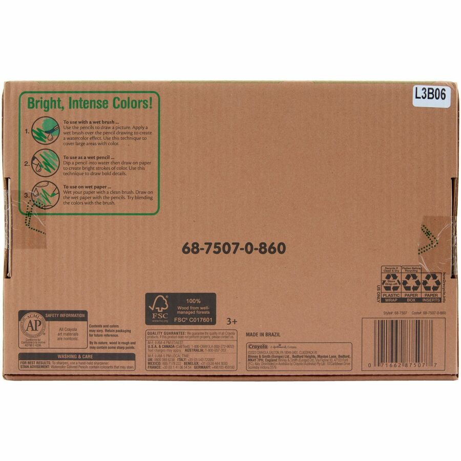 Crayola Watercolor Pencils Classpack, 240 Count, 12 Colors - Rear