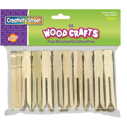 Creativity Street Clothespins: 3.8’’ Natural Wood - 40 Pack - Clothespins/Clothesline
