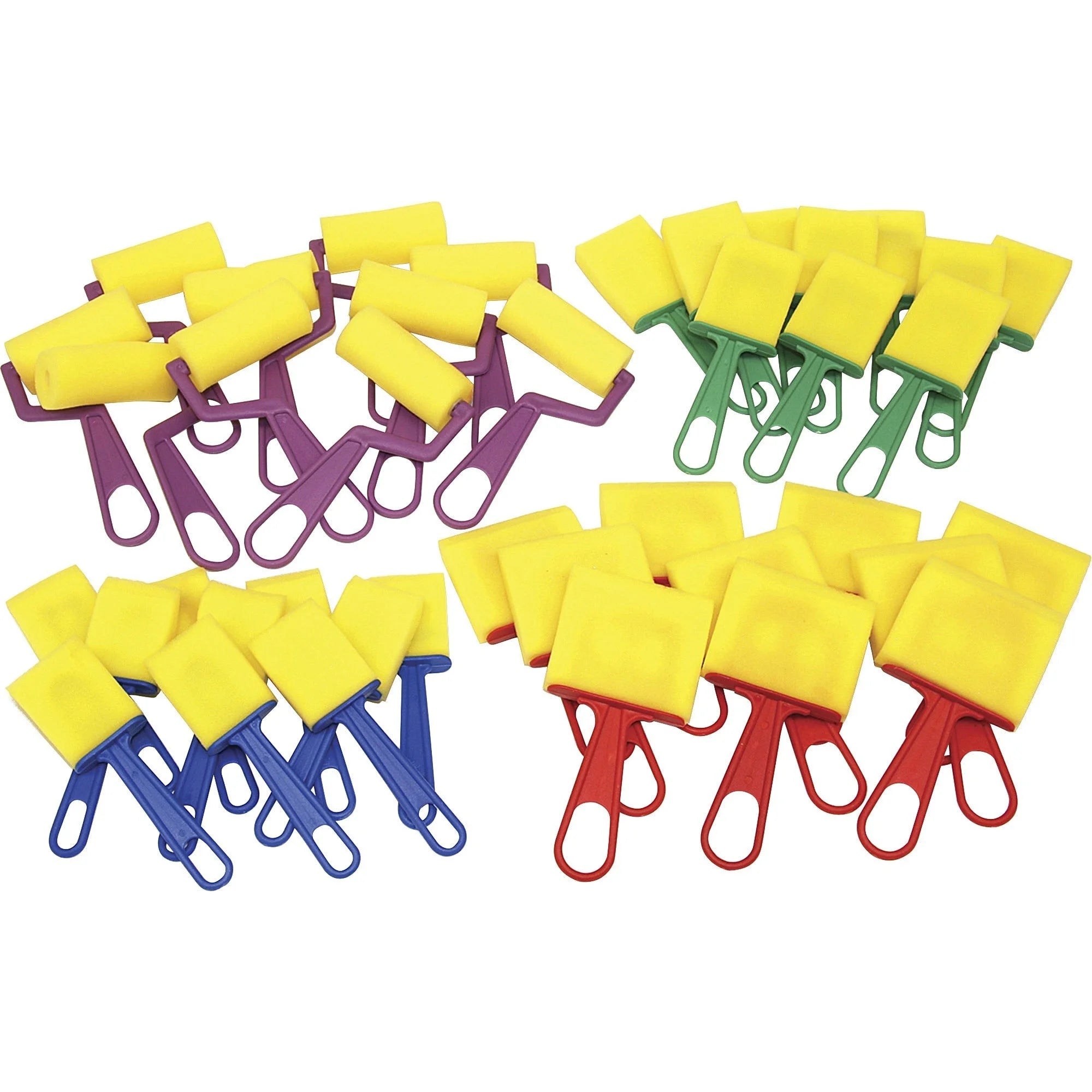 Creativity Street Foam Brushes/Rollers Classroom Pack - 40-Piece Plastic Handle Set - Paint Accessories