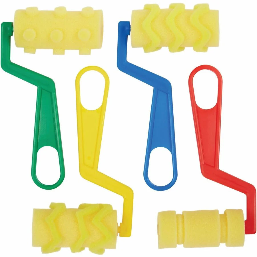 Creativity Street Foam Pattern Paint Rollers - Set of 4 - Plastic Handle - Accessories