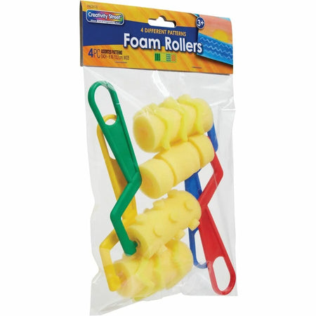 Creativity Street Foam Pattern Paint Rollers - Set of 4 - Plastic Handle - Accessories