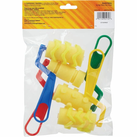 Creativity Street Foam Pattern Paint Rollers - Set of 4 - Plastic Handle - Accessories