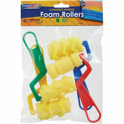 Creativity Street Foam Pattern Paint Rollers - Set of 4 - Plastic Handle - Accessories