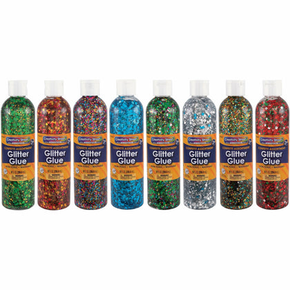 Creativity Street Glitter Chips - Assorted Colors - 8/Box - Craft Glue