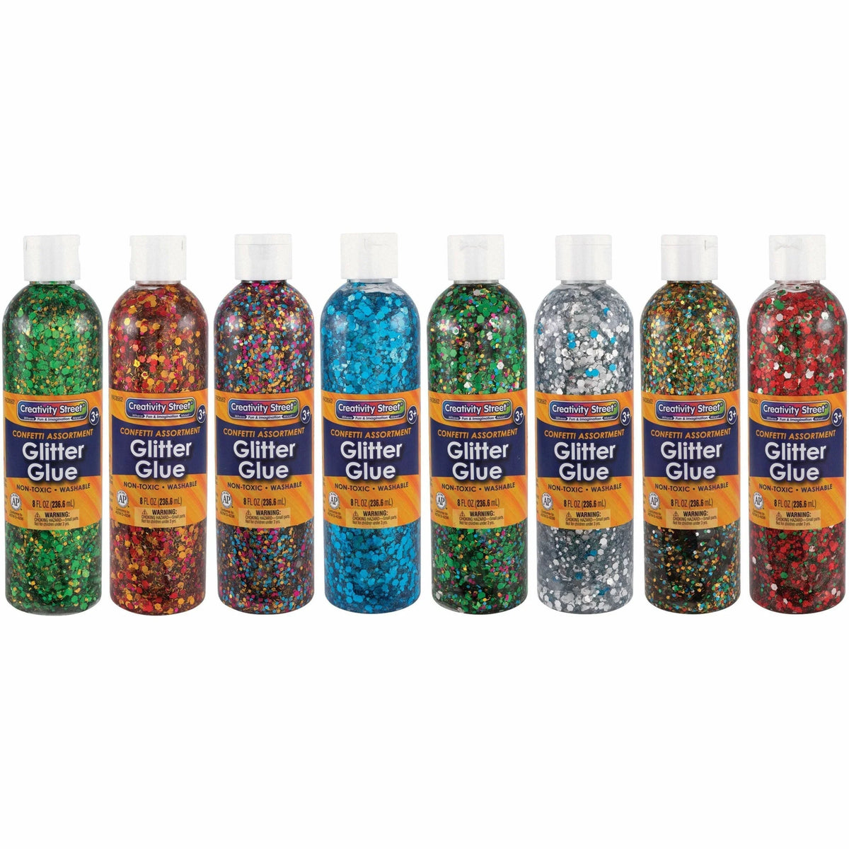 Creativity Street Glitter Chips - Assorted Colors - 8/Box - Craft Glue