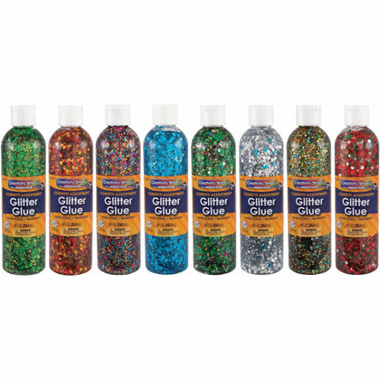 Creativity Street Glitter Chips - Assorted Colors - 8/Box - Craft Glue