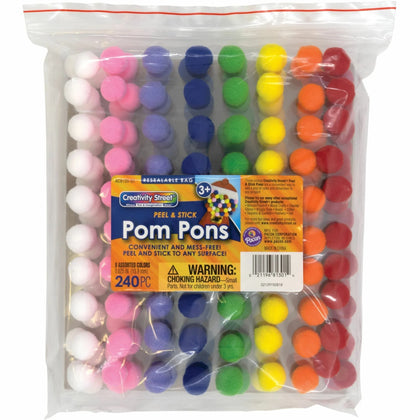 Creativity Street Peel-n-Stick Pom Pons - Colorful Plush Project Pack - Poms