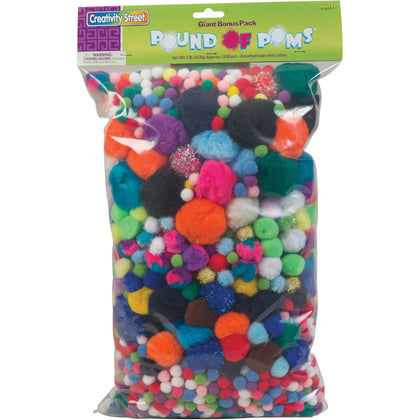 Creativity Street Pound of Poms: Art Project Assorted Kit - Pom Poms