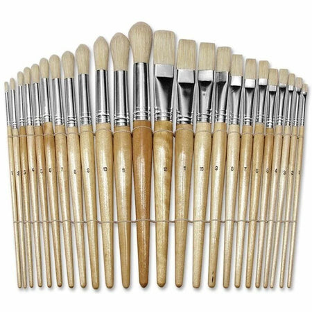 Creativity Street Preschool Brush Set - 24 Wood Handle Brushes - Paint Accessories