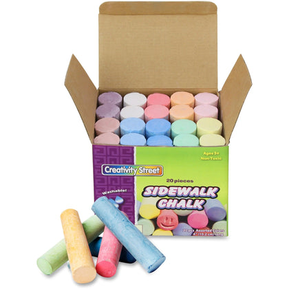 Creativity Street Sidewalk Chalk Tub - Washable & Non-toxic - 20 Assorted Colors - Chalks