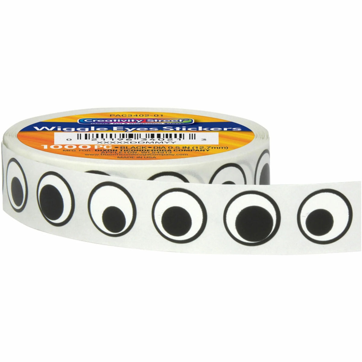 Creativity Street Wiggle Eyes Stickers - Eye Shape - Black/White - 1000/Pack