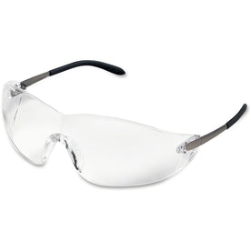 Crews BlackJack Safety Glasses: Clear Lens Chrome Frame Scratch Resistant - Protective Gear