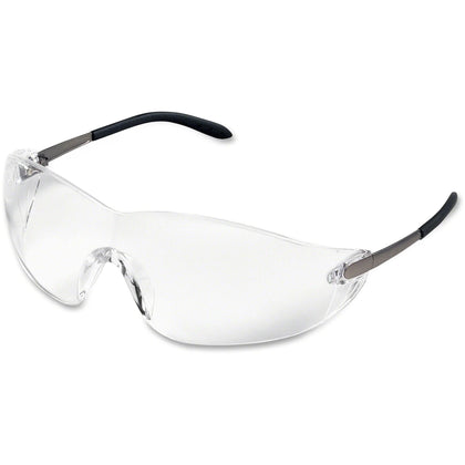 Crews BlackJack Safety Glasses: Clear Lens Chrome Frame Scratch Resistant - Protective Gear