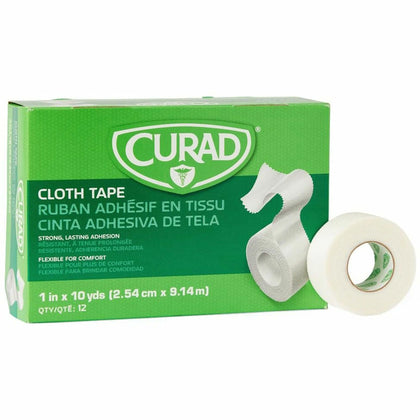 Curad Cloth Silk Adhesive Tape: Secure Dressing - 10 yd x 1’’ - White - Wound Care