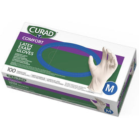 Curad Latex Exam Gloves - Medium White Textured - 100/Box