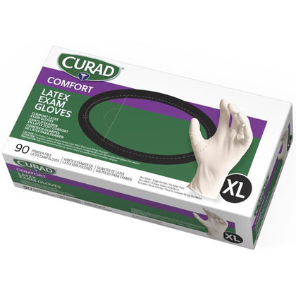 Curad Latex Exam Gloves - X-Large White Textured - 90/Box