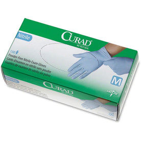 Curad Nitrile Exam Gloves - Medium Blue Chemical Resistant - 150/Box