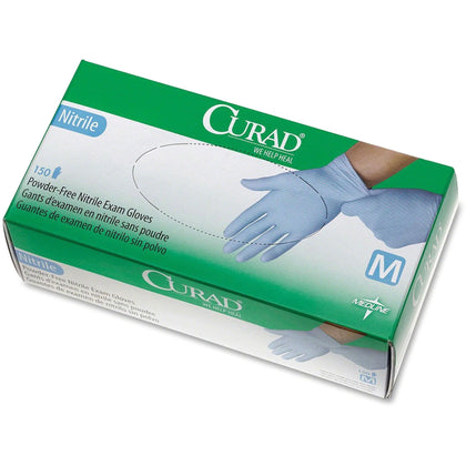 Curad Nitrile Exam Gloves - Medium Blue Chemical Resistant - 150/Box