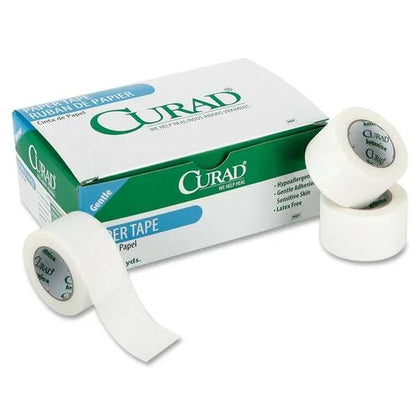 Curad Paper Adhesive Tape: 1’’ x 10 yd - White - Secure Dressing - Wound Care
