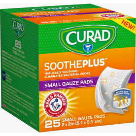 Curad SoothePlus Non-Stick Pads - 2’’x2’’ - White - 25/Box - Bandages & Wraps